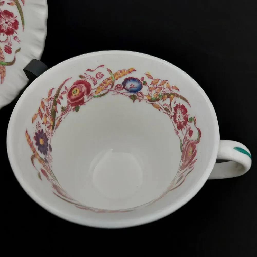 Wedgwood Cornflower Tea Cup & Saucer Set Vintage Floral Bone China England